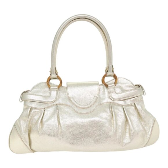 Salvatore Ferragamo Gancini Hand Bag Leather Gold Tone Gold - Picture 2 of 16